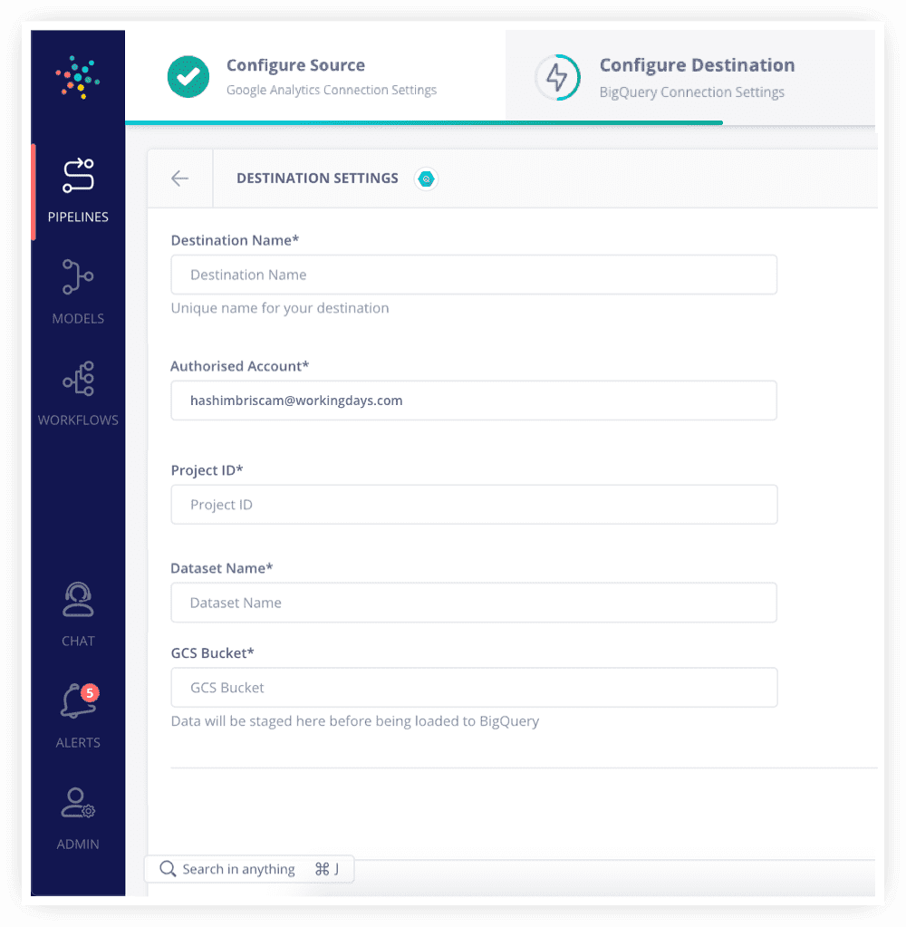 Configure Destination